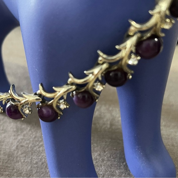 Lot of 16 Vintage Mixed Jewelry Items Purple/Blue/Grey Glass Stones Acrylic Etc - Picture 14 of 17